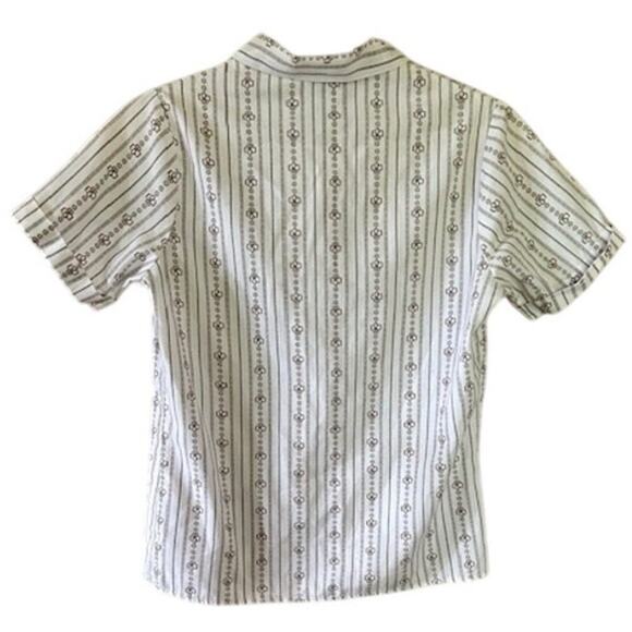 Vintage Girl Scouts Uniform Shirt Size 10 Made in USA Brown Floral Stripe - Picture 3 of 5